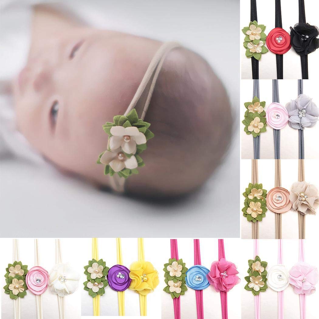 Xixini Casual Outdoor 3 Stück/satz Baby Mädchen Mode Floral Faux Perle Strass Elastische Stirnband Geschenk Haar Mithelfer