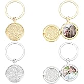 UNICRAFTALE 4Pcs Locket Keychain Personalized Memory Locket Key Chain with Photo Custom Pictures Photo Keychain for Gift