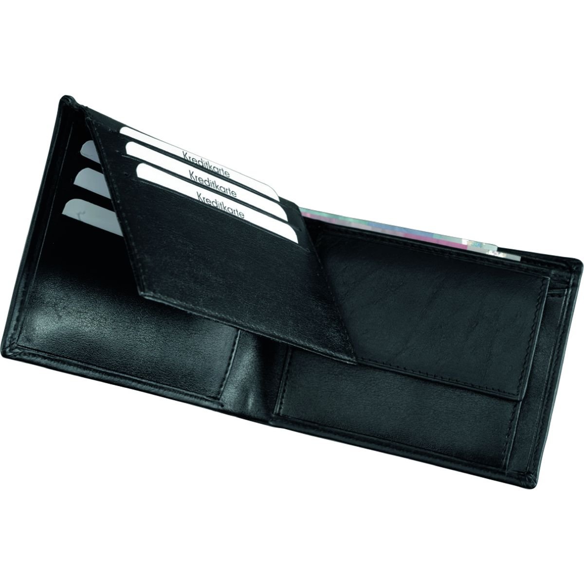 ALASSIO Landscape Wallet Made of Finest Nappa Leather 12 x 9 x 2 cm Black Coin Purse 12 cm