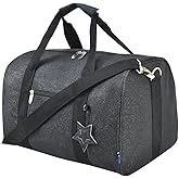 NGIL Super Star Duffle Bag for Dance, Sports, Ballet, Tumbling, and Gymnastic – Glitter Cheer with Shoulder Strap and Pockets (Glitter-Black, Large)