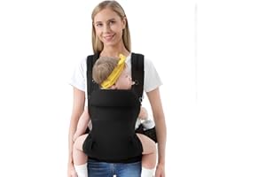 HKAI Baby Carrier for Newborn to Toddler - Multifunctional Pocket, Ergonomic Design, Comfortable Parenting and Lumbar Support for All-Position Infant Carrier (7-45lbs), Black