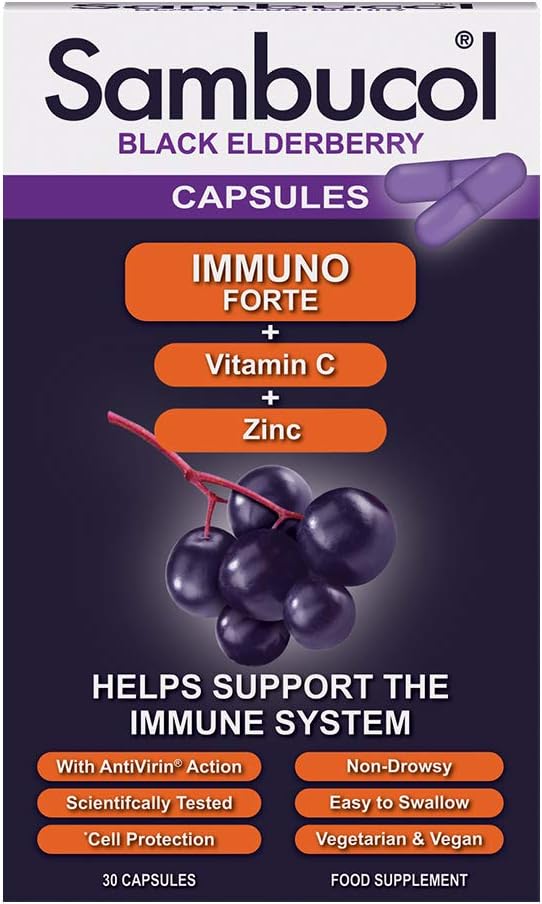 Sambucol Natural Black Elderberry Immuno Forte Capsules, New, 30 count (Pack of 1)