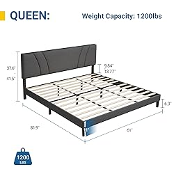 Avenco Queen Bed Frame, Upholstered Platform Bed