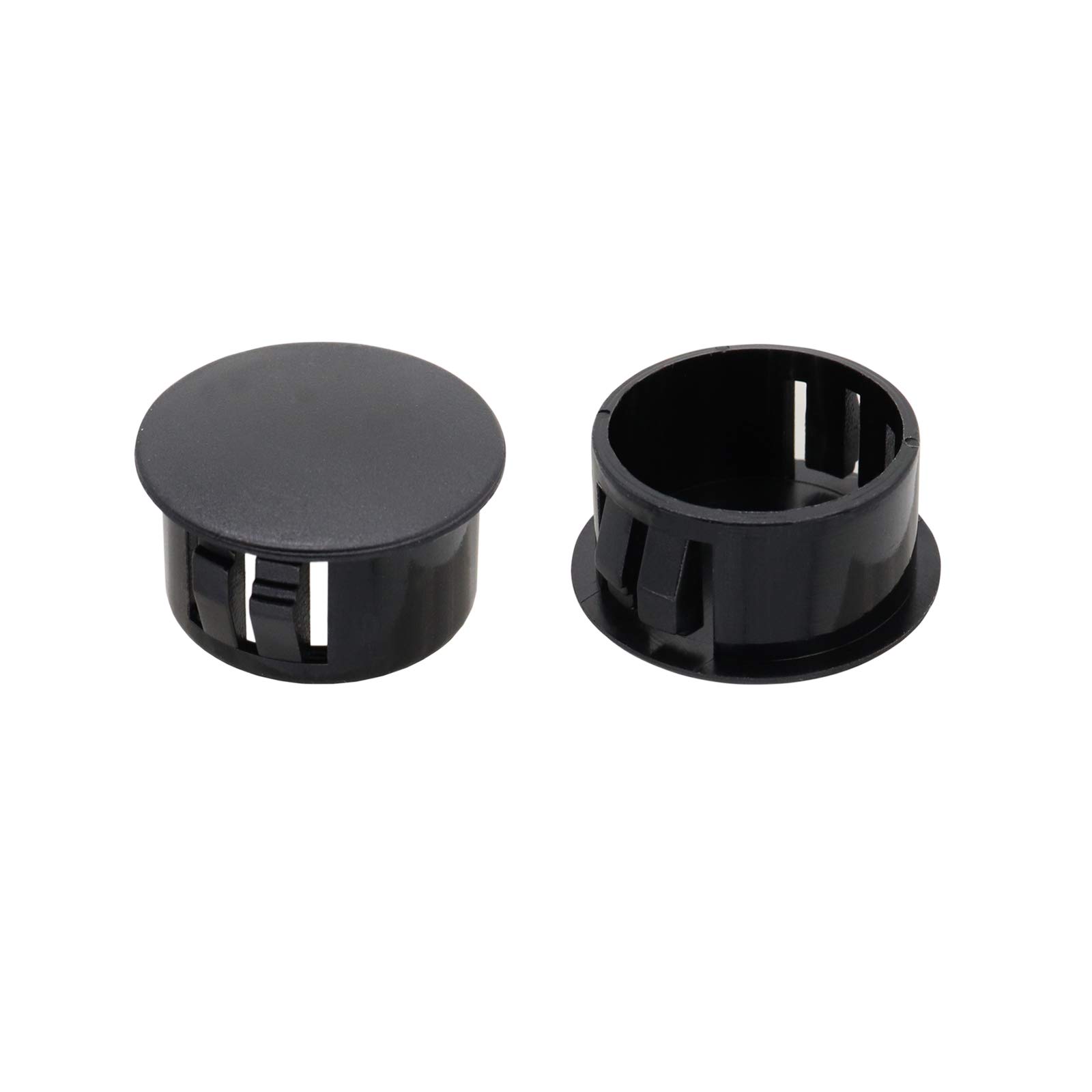 VictorsHome Hole Plugs Plastic 19mm (3/4") Fit for 18.5-19mm Diameter Locking Hole Tube, Flush Type Panel Insert End Caps Fastener Cover for Kitchen Cabinet Furniture Black 50 Pcs