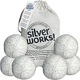 SilverWorks! Wool Dryer Balls Laundry Reusable - Odor Eliminating Dryer Laundry Balls with Silver Technology - Natural Fabric