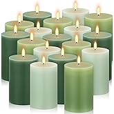Conelist Set of 6 Gradient Green Small Pillar Candles 2 x 3 Inch Unscented Colored Votive Candles for Valentine's Day Wedding Holiday Church Dinner Table Home Decor