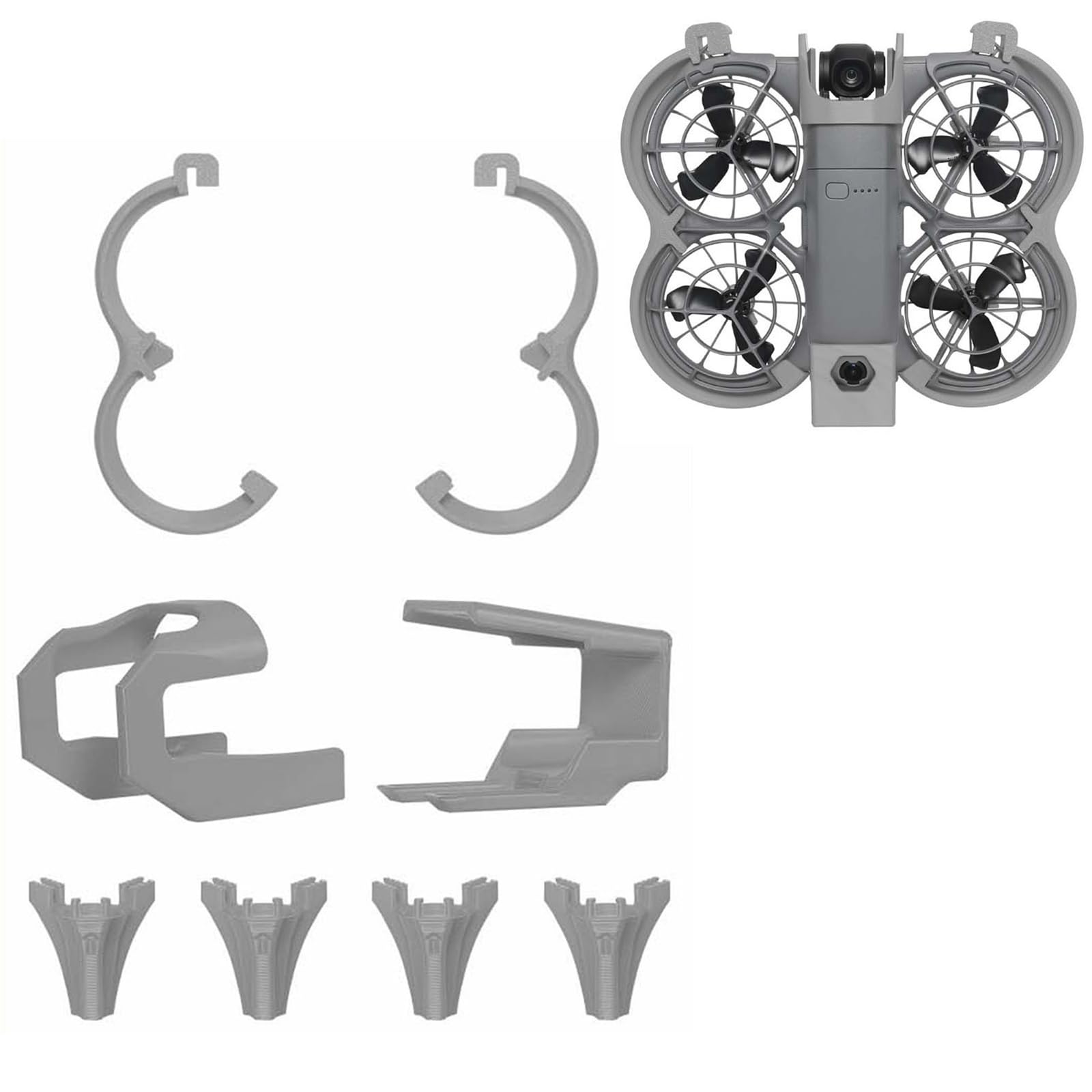 OURHZTB 3 in 1 Anti-Collision Protection Guard Set for DJI Neo 2 Accessories, Propeller Guard Protector + Landing Gear + Gimbal Bumper Guard for DJI Neo 2 Drone Accessories (Gray)