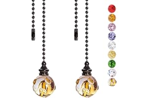 SUR-CIEL 2PCS Ceiling Fan Pull Chain, Ceiling Fan Pull Chain Extension, Pull Chains for Ceiling Fans and Lights, Ceiling Fan Pulls, Light Pull Chain with 21 Inches Ball Beaded Pull Chain