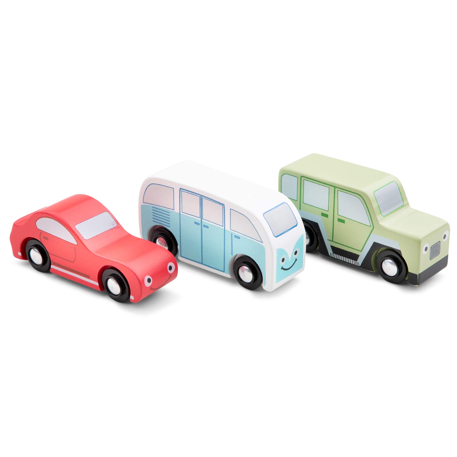 New Classic Toys - Wooden Cars Set - Includes Sportcar, Minibus and Off-Road Vehicle - Wooden Toys, Toy Cars, Kids Car's Set, Montessori Toys - Set of 3 Pcs