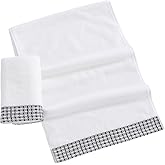 Absnuopt White Hand Towel Set of 2 Ultra Absorbent 100% Cotton Towels Super Soft Lightweight Woven Stripe Decorative Bath Hand Towels for Bathroom Kitchen 13 x 29 Inch