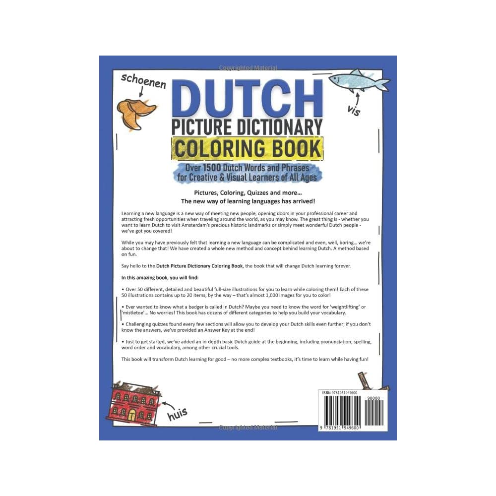 Buy Dutch Picture Dictionary Coloring Book Over 1500 Dutch Words and