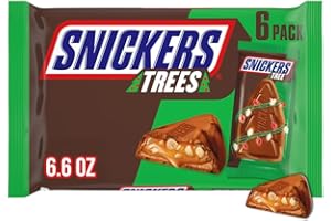 MARS SNICKERS Trees Christmas Chocolate Candy Bars, Christmas Candy Individually Wrapped, 6 Ct