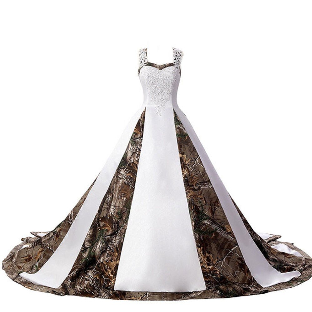 camo and teal wedding dresses