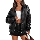 MEROKEETY Women's Winter Spring Oversized Faux Leather Jacket 2026 Fall Zip Up Motorcycle Coats Fashion Outfits Clothes
