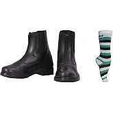 TuffRider Children&rsquo;s Starter Front Zip Paddock Boots with free Socks | Durable, Easy to Clean Water-Resistant Horse Riding Boots