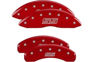 MGP Caliper Covers 14030STSSRD SS Trailblazer Logo Type Caliper Cover with Red Powder Coat Finish and Silver Characters, (Set of 4)