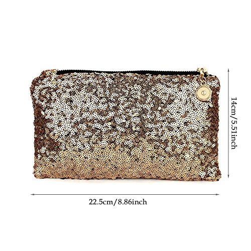 Lady Sparkling Sequins Handbag, Fashion Dazzling Prime Clutch Purse Gold Wallet, Retro Luxurious Evening Clutch Wedding Purse for Women