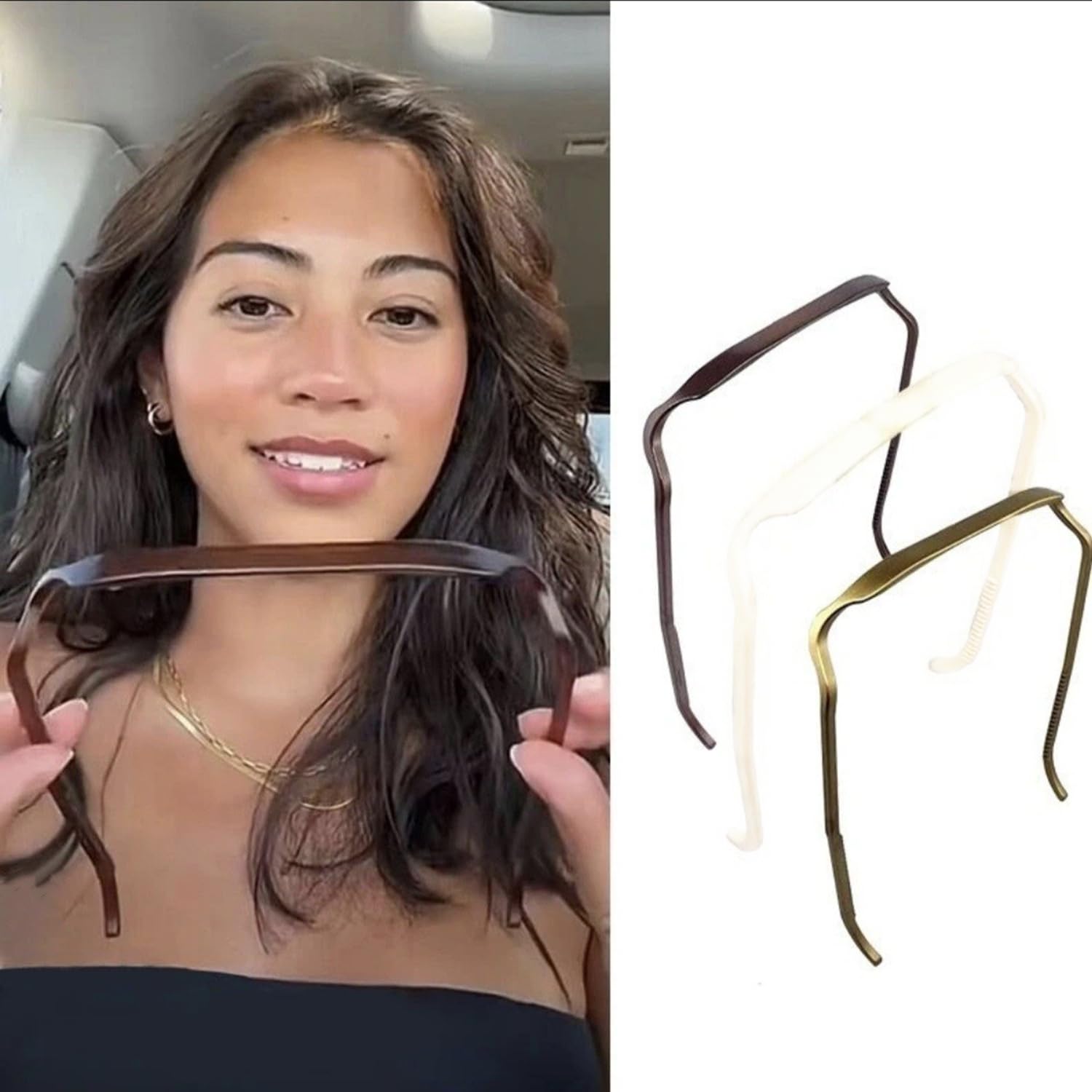 Lonnalee 2PCS Sunglasses Headband,Curly Fashion Hair Hoop Hairbands,Women'Hair Square Sunglasses Headband,Get Volume And Style Hair Without The Headache,Sunglasses Hairband For Men & Women（Black）