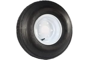 eCustomrim Trailer Tire + Rim 5.70-8 570-8 5.70 X 8 8" Load Range C Tire 5 Lug Wheel White - 2 Year Warranty w/Free Roadside