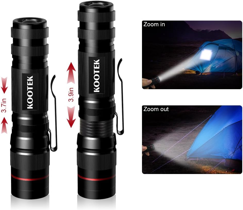 Kootek 5 Pack Super Mini Flashlights LED Waterproof Zoomable Bright Flashlight for Kids Child Outdoor Hiking Biking Camping Cycling Emergency Light (0.83 Inch Wide) - - 