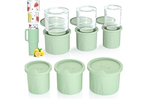 Silicone Stanley Ice Mold for Stanley Cup 20-40 Oz, Hyperzoo Hollow Cylinder Ice Cube Mold with Lid for Chilling Cocktails, Whiskey, Drinks, Coffee, Easy Fill and Release Ice Maker 3 pcs