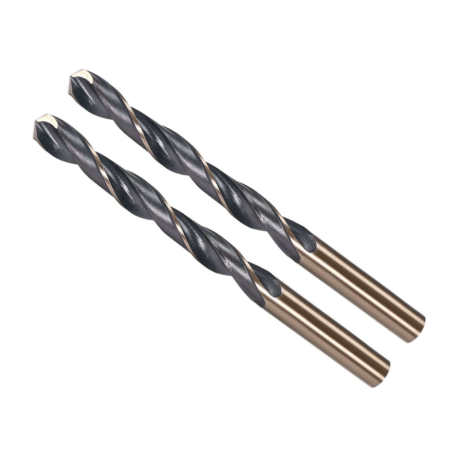 CoCud Twist Drill Bits, 9.5mm Cutting Edge, Titanium & Nitride Coated High Speed Steel 4341 Round Shank - (Applications: for Stainless Steel Drilling Machine), 2-Pieces