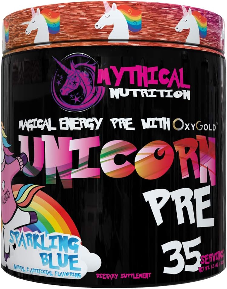 Mythical Nutrition Unicorn PRE Workout by Insane Labz, Pre Workout Powder with Edible Glitter, Extreme Energy Nitric Oxide Boosting, Beta Alanine Betaine Taurine AMPiberry, 35 Srvgs, Glitter Punch: Health & Personal Care