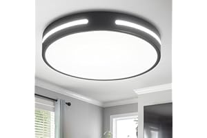 Wheatronic Black LED Light Fixtures Ceiling Mount, Overhead Flush Mount Ceiling Light Interior 12 inch 24W, Close to Ceiling Light for Bathroom, Bedroom, Hallway