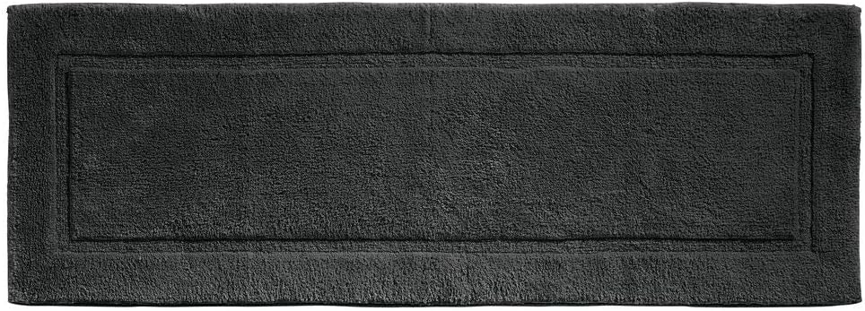 mDesign Soft 100% Cotton Luxury Hotel-Style Rectangular Spa Mat Rug, Plush Water Absorbent, Decorative Border for Bathroom Vanity Bathtub/Shower, Machine Washable Long Runner - 60" x 21" - Black