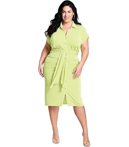 Nina Parker Trendy Plus Size Tie Waist Shirtdress Medium Wash 1X at Amazon Women's Clothing store