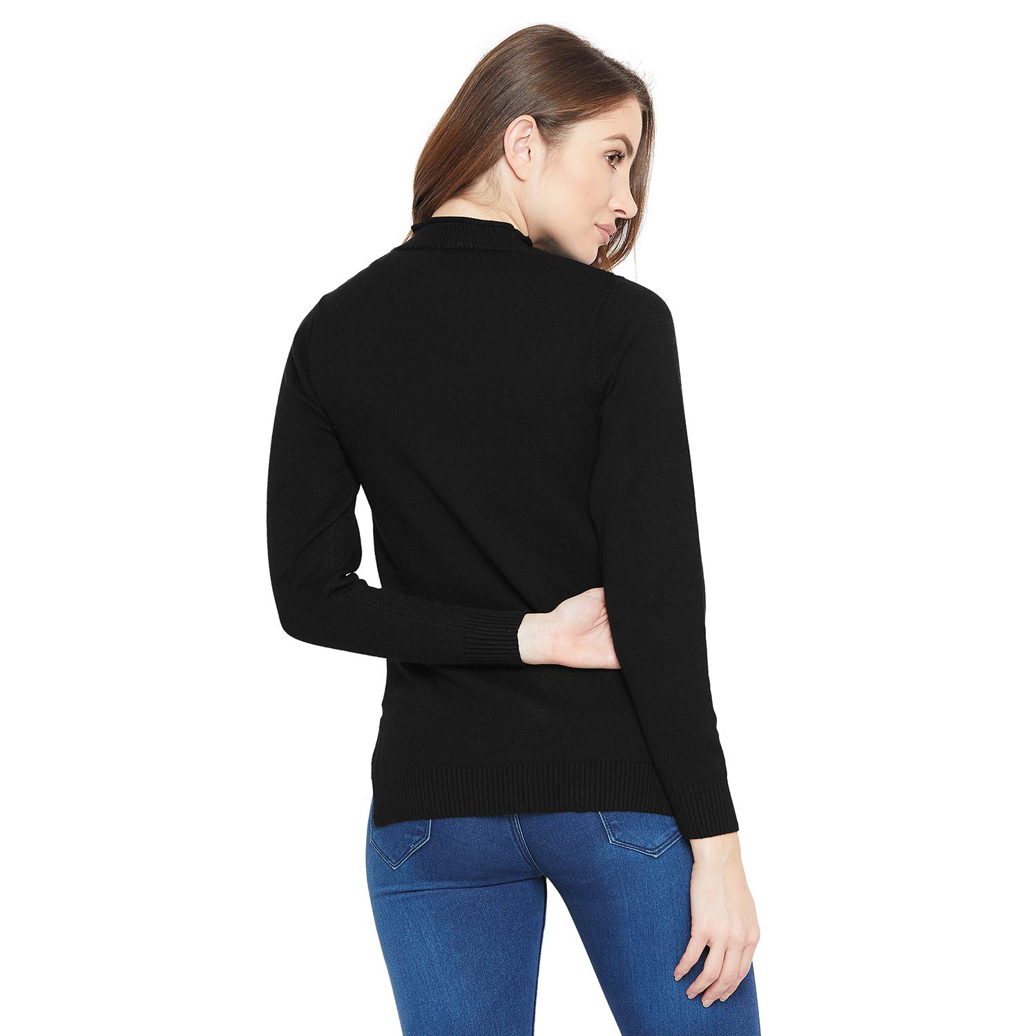 camey women black full sleeve woolen top