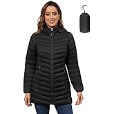 ROYAL MATRIX Women's Packable Puffer Jacket - Lightweight Winter Warm Long Quilted Puffer Coat with Detachable Hood