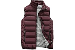 Feiairuike Men's Outdoor Casual Stand Collar Outwear Padded Vest Coats