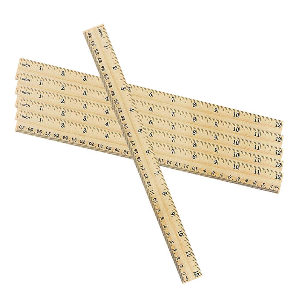 LovesTown 60 Packs Wood Rulers,2 Scale 30cm & 12inch Student Rulers Wooden School Rulers Office Ruler Measuring Ruler for Students Teachers Experiments Crafts