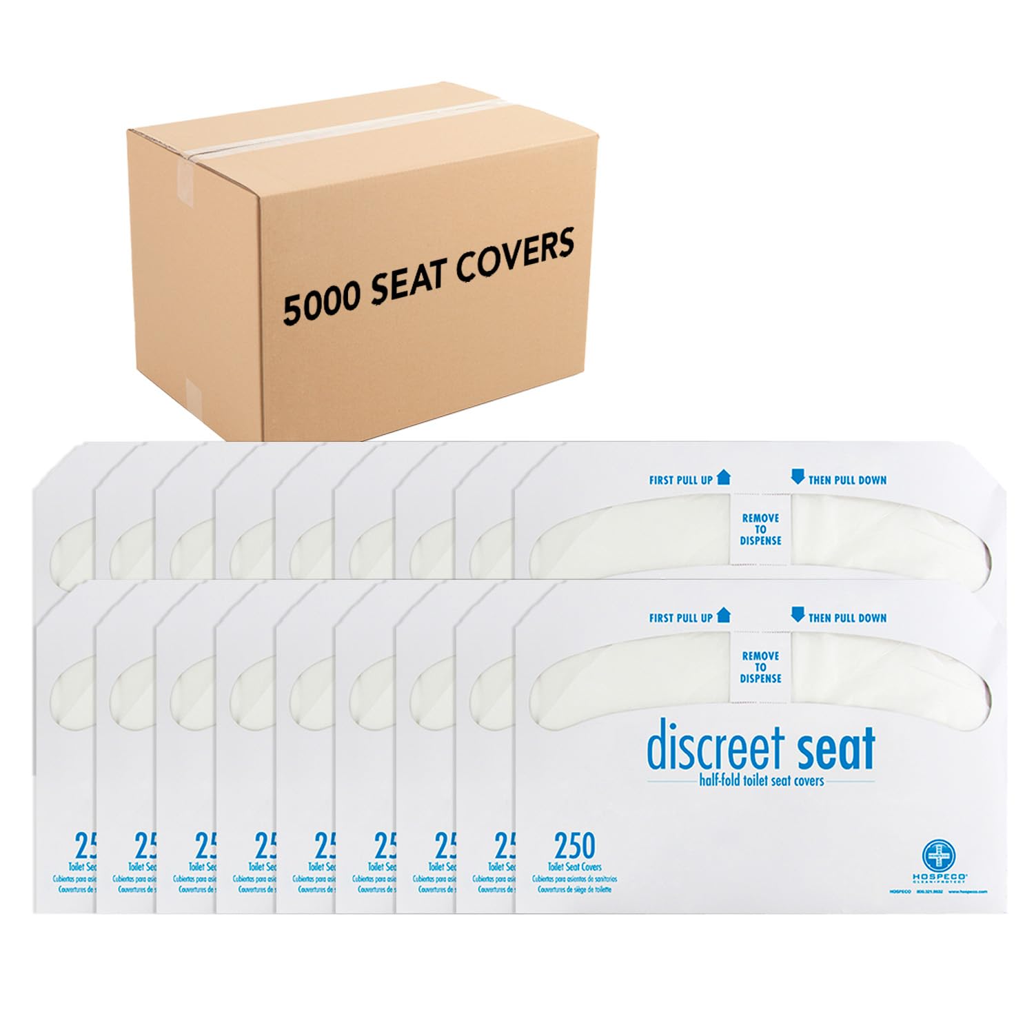 Photo 1 of HOSPECO Discreet Seat Half-Fold Toilet Seat Covers, 14.25 X 16.5, White, 250/pack, 20 Packs/carton