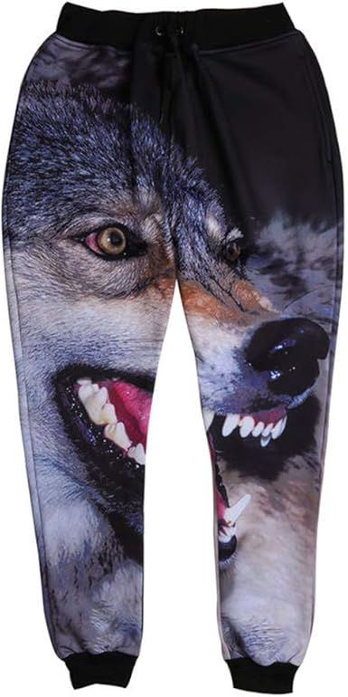 Amazon.com: Wolf Printed 3D Fashion Joggers Men Sweatpants Loose Casual  Trousers Men's Pants Black White: Clothing