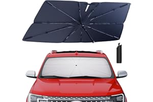 HIMUMOY Windshield Sun Shade Umbrella for 2018-2025 Ford Expedition Accessories: Custom Fit 210T Silver, Foldable Sunshade Front Window Sun Visor, Blocks UV Rays, Keeps SUV Cool for XLT, Limited, Platinum