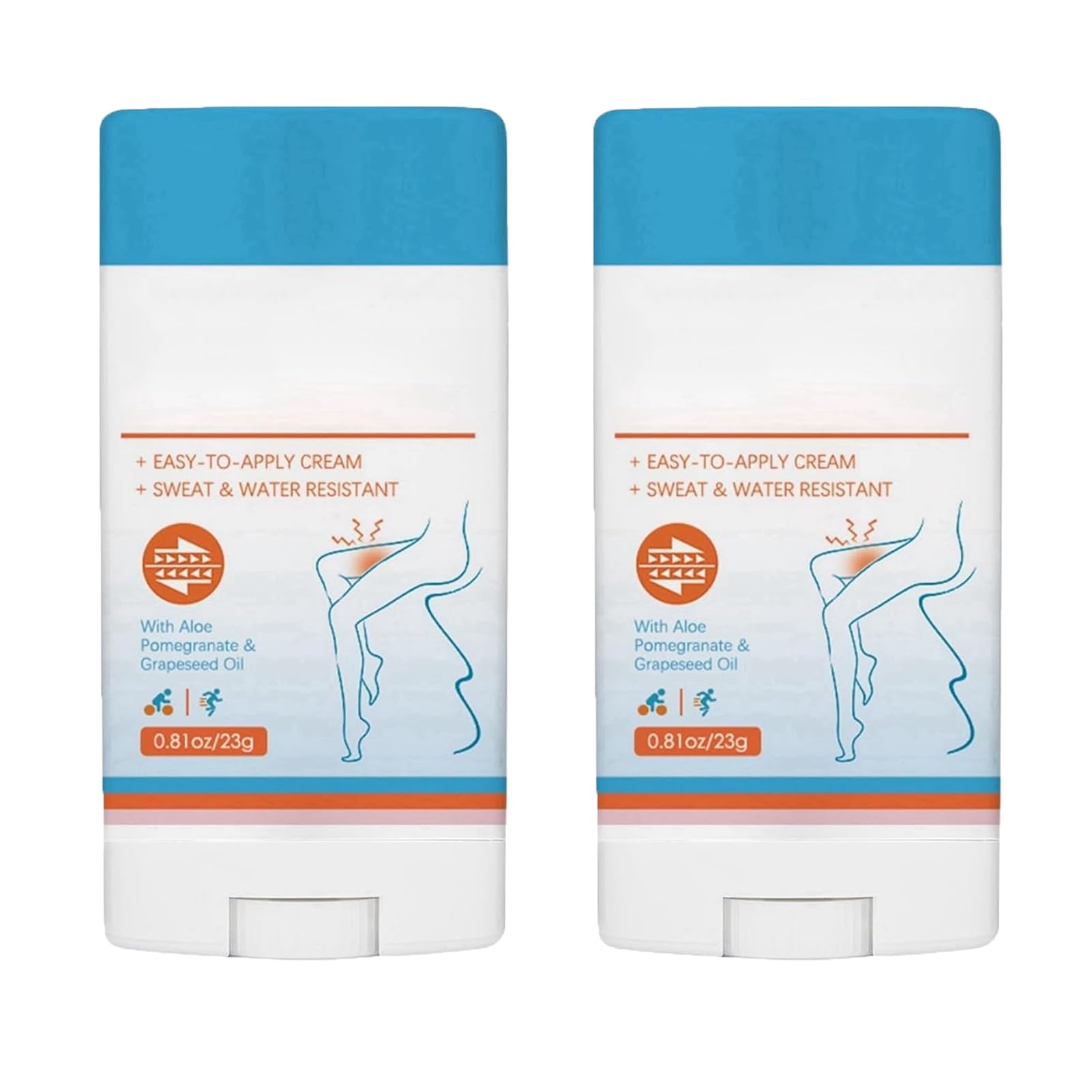 2Pcs Anti Chafe Stick, Waterproof Glide Anti Chafing Stick Anti-Chafe Cream Anti Friction Balm Sweat Resistant Running Chafe Stick Thigh Body Anti Chafe Stick Skin Protection for Women Legs Arm