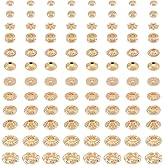 PH PandaHall 120Pcs 14K Gold Spacer Beads, 12 Style Alloy Brass Spacer Beads Gold Flat Bead Flower Cylindrical Bead for Jewelry Making Stackable Bracelet Necklace Earring
