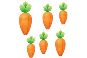 Carrot Shaped Paper Lanterns, 6Pcs Carrot Shaped Hanging Lantern, Reusable Hanging Easter Decorations for Party, Birthday, We
