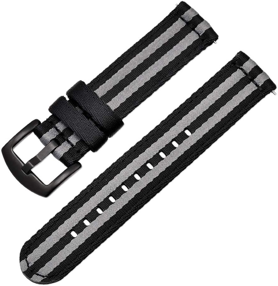 Quick Release NATO Watch Band 2 Pieces Thick Double Layers Canvas Nylon Strap Black Buckle