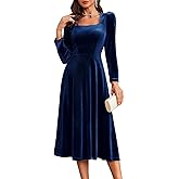 BeryLove Women Velvet Dress Cocktail Party Evening Dresses Long Sleeve Wedding Guest Formal Dresses
