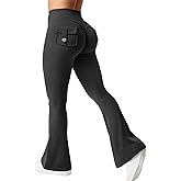 YEOREO CoreFlex Flare Leggings with Pockets for Women Scrunch Workout Leggings Butt Lifting Gym Yoga Pants