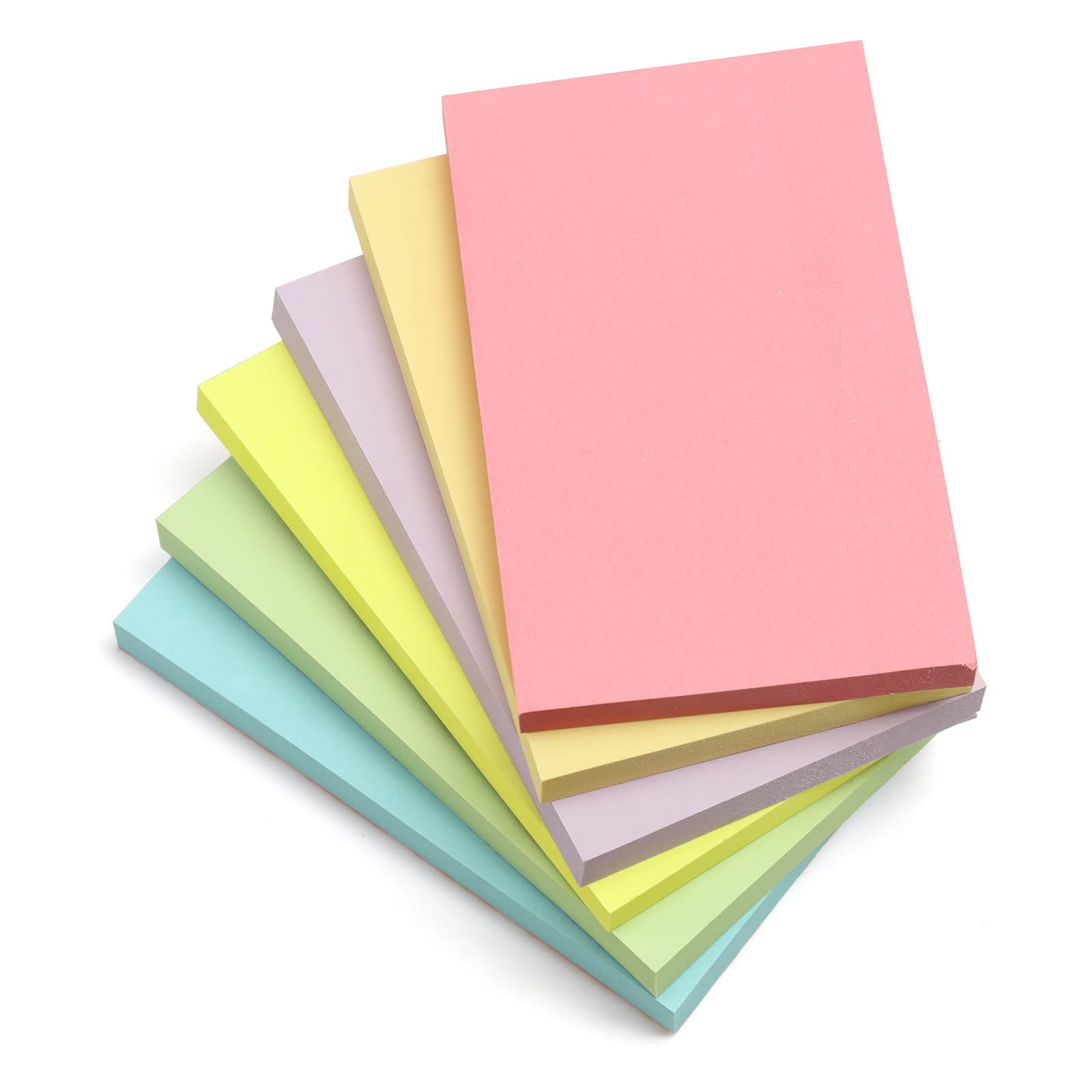 KIFZM 480 Sheets Large Sticky Notes, 76 x 127 mm 6 Pastel Soft Colors Assorted Self-Stick Pads for Notebook,Office,School and Home,80 Sheets/Pad
