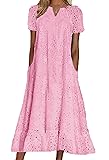 chouyatou Women Summer Ruffle Hem Floral Lace