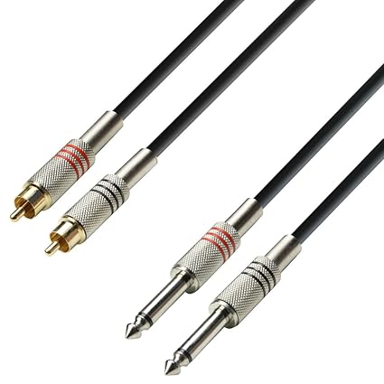 Adam Hall Cables K3TPC0300 Audiokabel 2 x Cinch male auf 2 x 6,3mm Klinke mono 3m