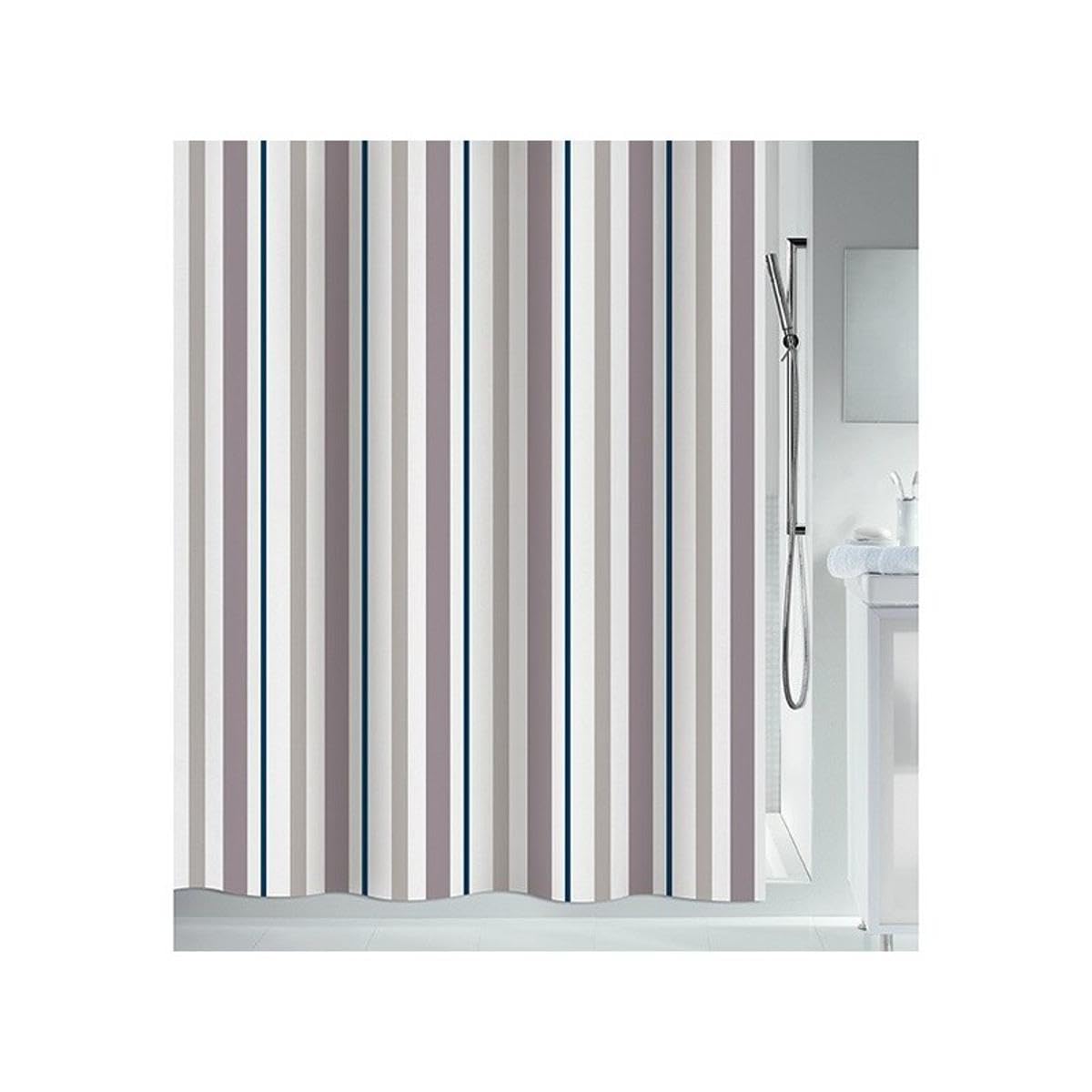 Spirella Biarritz Anti-Mould Shower Curtain, Anti-Bacterial, Washable, Waterproof, Polyester/Cotton, 180 x 200 cm, Stripes