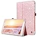 DUEDUE for Samsung Galaxy Tab E 9.6 Case, Sparkly Glitter Slim Faux Leather Folio Stand Full Protective Cover for Galaxy Tab E Wi-Fi/Tab E Nook 9.6 Inch Tablet SM-T560/T561/T565/T567V,Rose Gold
