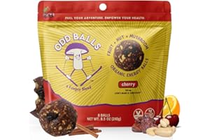 ODD BALLS A FUNGUY BLEND ODD BALLS Organic Energy Balls Cherry - Superfood Mushroom Snack - Running, Cycling, Hiking - Gels, Bars Alternative - Lion's Mane Focus, Cordyceps Energy - Vegan, Gluten Free Snacks for Kids & Adults (8.5 oz, Cherry)