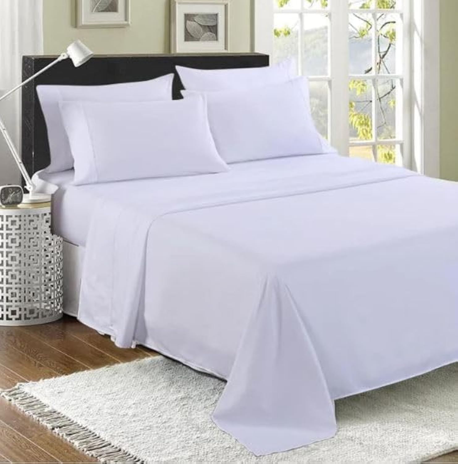 100% Egyptian Cotton Flat Sheet - 200 Thread Count Ultra-Soft Long Staple Bed Sheet, Luxury Hotel Quality Bedding - Shrinkage & Fade Resistant - Easy Care (King, White)